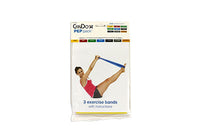 CanDo Low Powder Exercise Band Pep Pack - Easy with yellow, red and green band — for Resistance Training and Rehabilitation