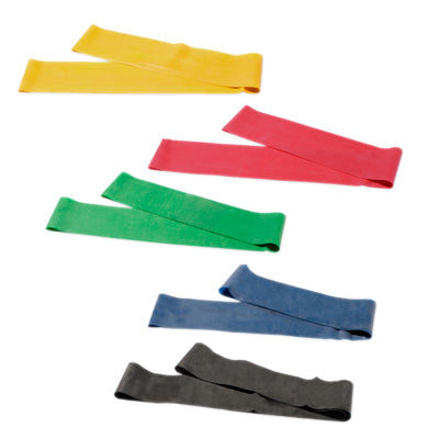 CanDo Band Exercise Loop - 5-piece set (30"), (1 each: yellow, red, green, blue, black) — for Resistance Training and Rehabilitation