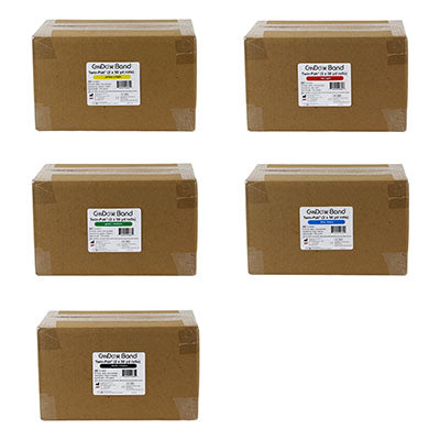 CanDo Low Powder Exercise Band - Twin-Pak - 100 yard - 5 color set (2 x 50 yard boxes of each color: Yellow, Red, Green, Blue, Black) — for Resistance Training and Rehabilitation