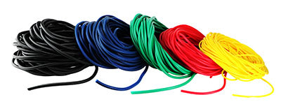 CanDo Low Powder Exercise Tubing - 100' dispenser rolls, 5-piece set (1 each: yellow, red, green, blue, black) — for Resistance Training and Rehabilitation