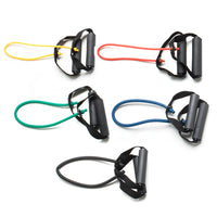CanDo Tubing with Handles Exerciser - 18", 5-piece set (1 each: yellow, red, green, blue, black) — for Resistance Tubing in Clinical and Institutional Care