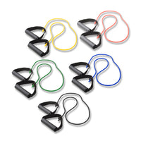 CanDo Tubing with Handles Exerciser - 48", 5-piece set (1 each: yellow, red, green, blue, black) — for Resistance Tubing in Clinical and Institutional Care