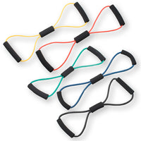 CanDo Tubing BowTie Exerciser - 22" - 5-piece set (1 each: yellow, red, green, blue, black) — for Resistance Tubing in Clinical and Institutional Care