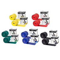 CanDo Latex Free Exercise Band - 6 yard rolls, 5-piece set (1 each: yellow, red, green, blue, black) — for Resistance Training and Rehabilitation