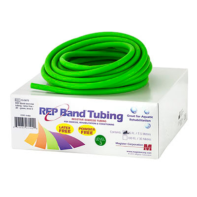 REP Tubing Latex Free Exercise Tubing, 25', Green (Level 3) — for Resistance Training and Rehabilitation