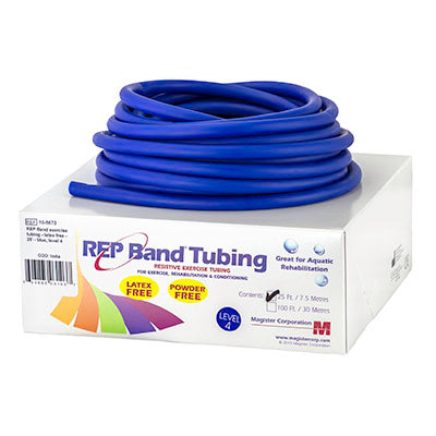 REP Tubing Latex Free Exercise Tubing, 25', Blue (Level 4) — for Resistance Training and Rehabilitation