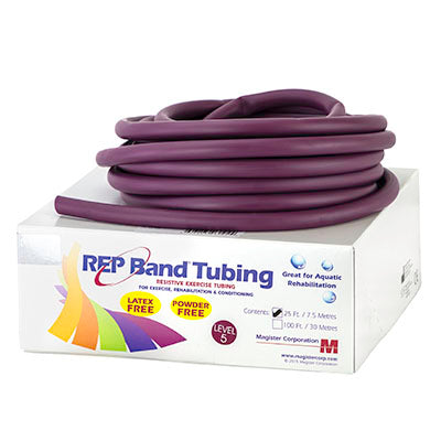 REP Tubing Latex Free Exercise Tubing, 25', Plum (Level 5) — for Resistance Training and Rehabilitation