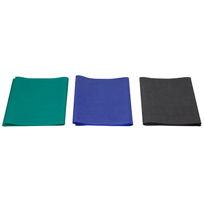 CanDo Latex-Free Exercise Band - PEP Pack - Moderate (Green, Blue, Black) — for Resistance Training and Rehabilitation