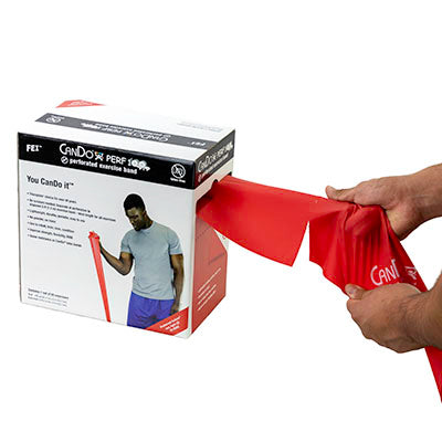 CanDo Latex Free Exercise Band - 100 yard Perf 100 rolls, 5-piece set (1 each: yellow, red, green, blue, black) — for Resistance Training and Rehabilitation