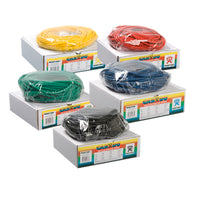 CanDo Latex Free Exercise Tubing - 100' dispenser rolls, 5-piece set (1 each: yellow, red, green, blue, black) — for Resistance Training and Rehabilitation