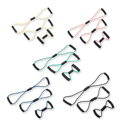 CanDo Tubing BowTie Exerciser - 3-piece sets (14", 22", 30"), (1 per set: yellow, red, green, blue, black) — for Resistance Tubing in Clinical and Institutional Care