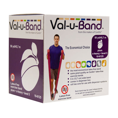 Val-u-Band Resistance Bands, Dispenser Roll, 50 Yds., Plum-Level 5/7, Latex-Free — for Resistance Training and Rehabilitation