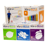 Val-u-Band Resistance Bands, Dispenser Roll, 50 Yds., 5-Piece Set, Peach, Orange, Lime, Blueberry, Plum, Latex-Free — for Resistance Training and Rehabilitation