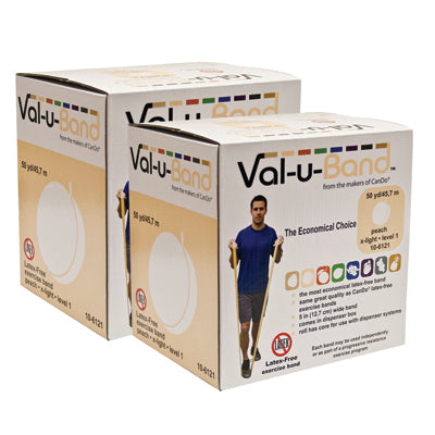 Val-u-Band Resistance Bands, Dispenser Roll, 100 Yds. (2 x 50 Yds.), Peach-Level 1/7, Latex-Free — for Resistance Training and Rehabilitation