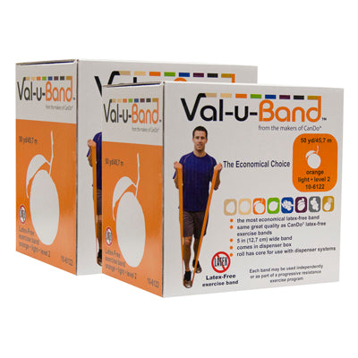 Val-u-Band Resistance Bands, Dispenser Roll, 100 Yds. (2 x 50 Yds.), Orange-Level 2/7, Latex-Free — for Resistance Training and Rehabilitation
