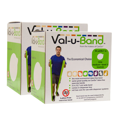 Val-u-Band Resistance Bands, Dispenser Roll, 100 Yds. (2 x 50 Yds.), Lime-Level 3/7, Latex-Free — for Resistance Training and Rehabilitation