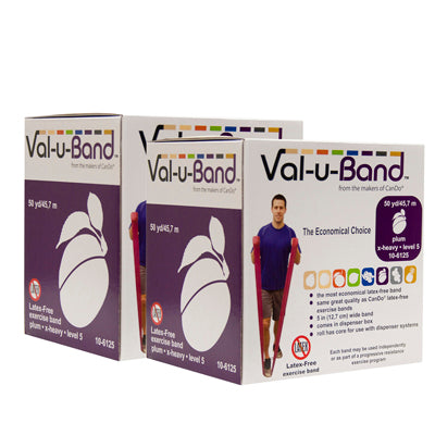 Val-u-Band Resistance Bands, Dispenser Roll, 100 Yds. (2 x 50 Yds.), Plum-Level 5/7, Latex-Free — for Resistance Training and Rehabilitation