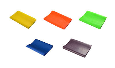 Val-u-Band Resistance Bands, Pre-Cut Strips, 5', 5-Piece Set, 1 Each of Peach, Orange, Lime, Blueberry, Plum, Latex-Free — for Resistance Training and Rehabilitation