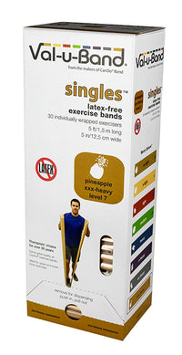 Val-u-Band Resistance Bands, Pre-Cut Strip, 5', Pineapple-Level 7/7, Case of 30, Latex-Free — for Resistance Training and Rehabilitation