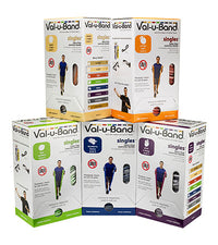 Val-u-Band Resistance Bands, Pre-Cut Strip, 5', 5 Cases of 30 Units Each, Peach, Orange, Lime, Blueberry, Plum, Latex-Free — for Resistance Training and Rehabilitation