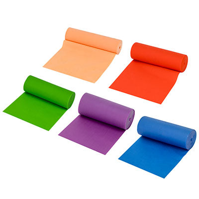 Val-u-Band Resistance Bands, Dispenser Roll, 6 Yds., 5-Piece Set, Peach, Orange, Lime, Blueberry, Plum, Contains Latex — for Resistance Training and Rehabilitation