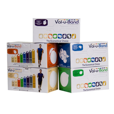 Val-u-Band Resistance Bands, Dispenser Roll, 6 Yds., 5-Piece Set, Peach, Orange, Lime, Blueberry, Plum, Contains Latex — for Resistance Training and Rehabilitation