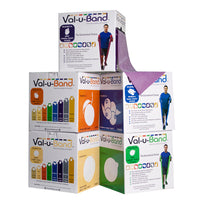 Val-u-Band Resistance Bands, Dispenser Roll, 50 Yds., 5-Piece Set, Peach, Orange, Lime, Blueberry, Plum, Contains Latex — for Resistance Training and Rehabilitation
