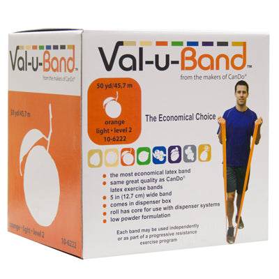 Val-u-Band Resistance Bands, Dispenser Roll, 50 Yds., Orange-Level 2/7, Contains Latex — for Resistance Training and Rehabilitation