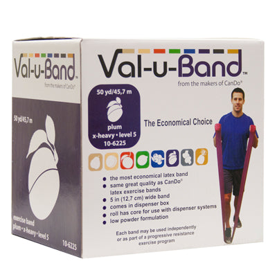 Val-u-Band Resistance Bands, Dispenser Roll, 50 Yds., Plum-Level 5/7, Contains Latex — for Resistance Training and Rehabilitation