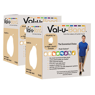 Val-u-Band Resistance Bands, Dispenser Roll, 100 (Yds. (2 x 50 Yds.), Pear-Level 0/7, Contains Latex — for Resistance Training and Rehabilitation