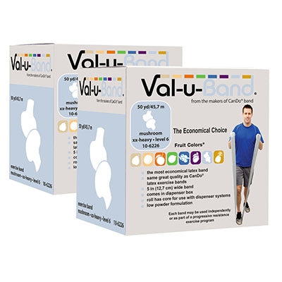 Val-u-Band Resistance Bands, Dispenser Roll, 100 Yds. (2 x 50 Yds.), Mushroom-Level 6/7, Contains Latex — for Resistance Training and Rehabilitation