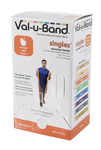 Val-u-Band Resistance Bands, Pre-Cut Strip, 5', Orange-Level 2/7, Contains Latex — for Resistance Training and Rehabilitation