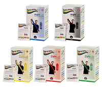 Sup-R Band latex-free, 5 foot Singles, 30 piece dispenser, 5-piece set (1 each: yellow, red, green, blue, black) — for Resistance Training and Rehabilitation