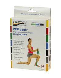 Sup-R Band Latex Free Exercise Band - PEP pack, 3-piece set (1 each: green, blue, black) — for Resistance Training and Rehabilitation