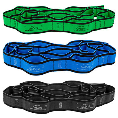 CanDo MGE Plus PEP Pack, 6 Foot Exerciser, 9 Loops, Moderate (1 ea: Green, Blue, Black) — for Resistance Training and Rehabilitation