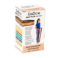 CanDo Multi-Grip Exerciser Plus, 6 Foot Exerciser, 9 Loops, Tan (XX-Light) — for Resistance Training and Rehabilitation