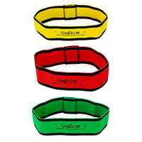 CanDo Fabric Loop Plus, 8" Long Single Loop Set of 3, Yellow, Red, Green — for Resistance Training and Rehabilitation
