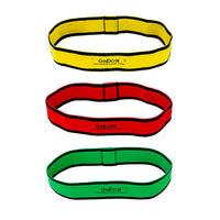 CanDo Fabric Loop Plus, 12" Long Single Loop Set of 3, Yellow, Red, Green — for Resistance Training and Rehabilitation
