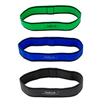 CanDo Fabric Loop Plus, 12" Long Single Loop Set of 3, Green, Blue, Black — for Resistance Training and Rehabilitation