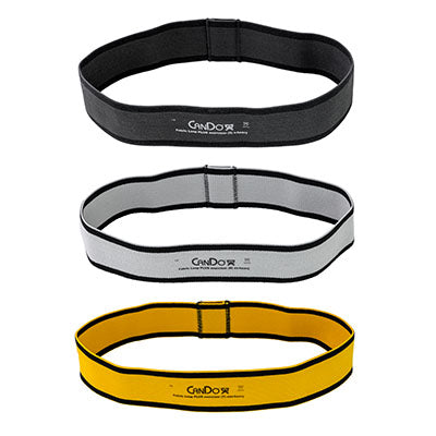 CanDo Fabric Loop Plus, 12" Long Single Loop Set of 3, Black, Silver, Gold — for Resistance Training and Rehabilitation