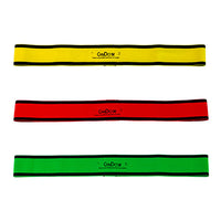 CanDo Fabric Loop Plus, 18" Long Single Loop Set of 3, Yellow, Red, Green — for Resistance Training and Rehabilitation