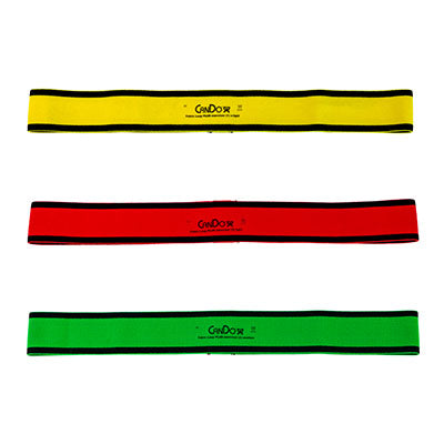 CanDo Fabric Loop Plus, 18" Long Single Loop Set of 3, Yellow, Red, Green — for Resistance Training and Rehabilitation