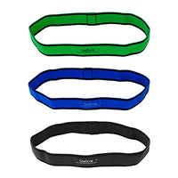 CanDo Fabric Loop Plus, 18" Long Single Loop Set of 3, Green, Blue, Black — for Resistance Training and Rehabilitation
