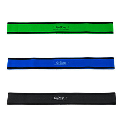 CanDo Fabric Loop Plus, 18" Long Single Loop Set of 3, Green, Blue, Black — for Resistance Training and Rehabilitation
