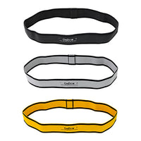 CanDo Fabric Loop Plus, 18" Long Single Loop Set of 3, Black, Silver, Gold — for Resistance Training and Rehabilitation