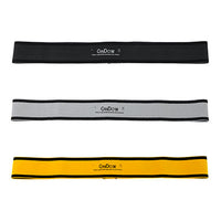CanDo Fabric Loop Plus, 18" Long Single Loop Set of 3, Black, Silver, Gold — for Resistance Training and Rehabilitation