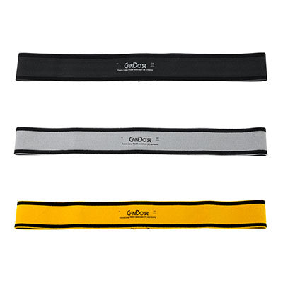 CanDo Fabric Loop Plus, 18" Long Single Loop Set of 3, Black, Silver, Gold — for Resistance Training and Rehabilitation