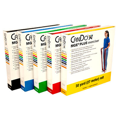 CanDo Multi-Grip Exerciser Plus, 30 Yard Roll, Set of 5 (1 ea: Yellow - Black) — for Resistance Training and Rehabilitation