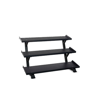 Inflight Fitness, 69" 3-Tier Dumbbell Rack, Tray Style, 15 Pair Rubber Hexagon Dumbbell Set — for Strength Training and Rehabilitation