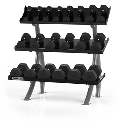 Batca Fitness Systems, 3 Tier Dumbbell Rack, 4' — for Strength Training and Rehabilitation